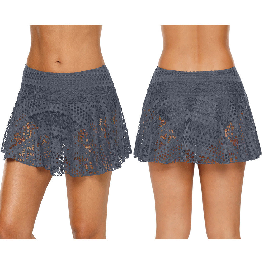 Women's Crochet Style Lace Overlay Swim Skirt Bottoms - KaleaBoutique.com