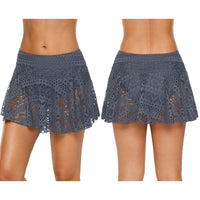 Women's Crochet Style Lace Overlay Swim Skirt Bottoms - KaleaBoutique.com