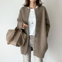 Women's Round-Neck Button-Front Longline Cardigan - KaleaBoutique.com