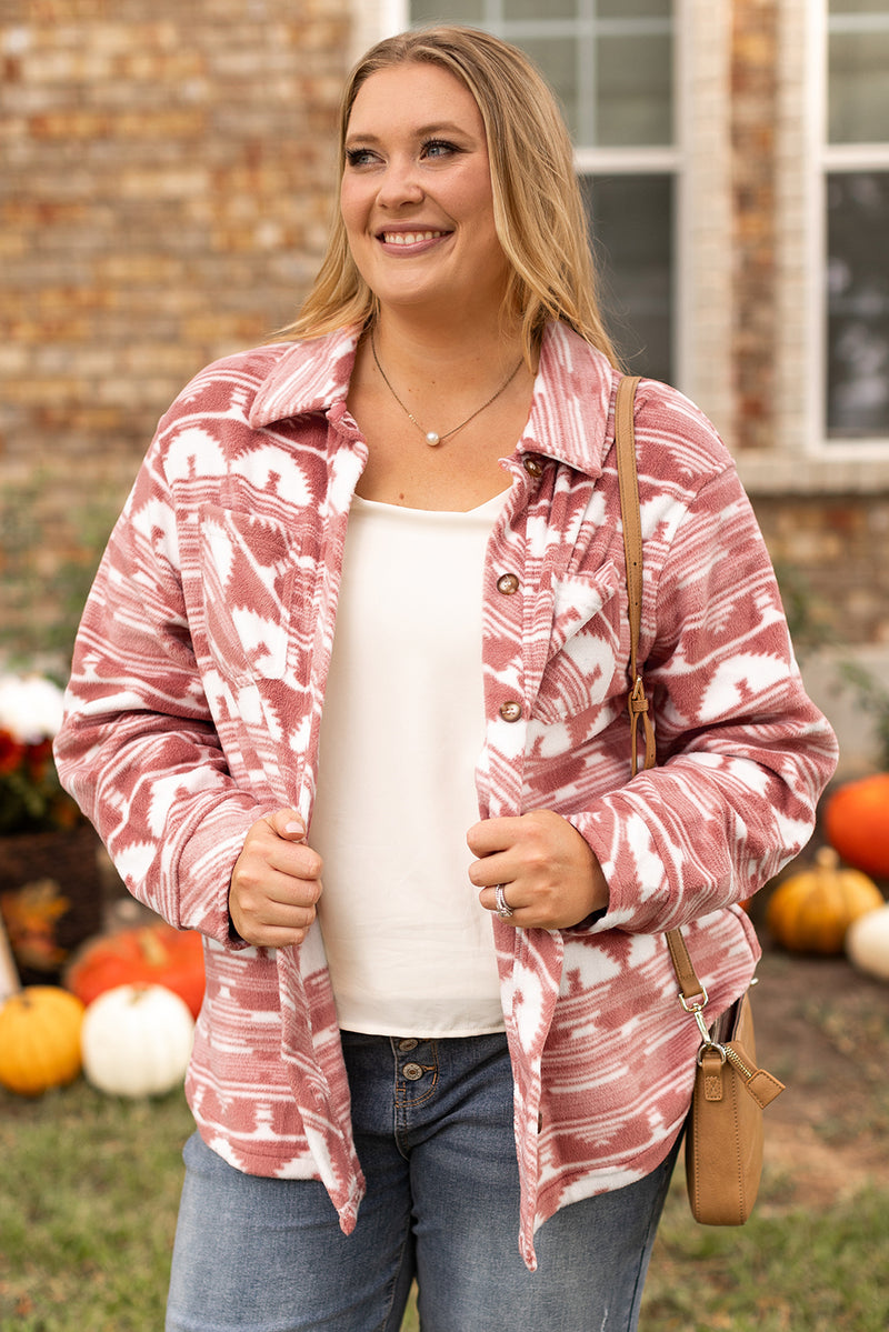 KaleaBoutique Plus Size Aztec Print Chest Pocket Shacket - KaleaBoutique.com