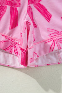 KaleaBoutique Stylish Bow Print Half Sleeve Shirt and Shorts Pajamas Set - KaleaBoutique.com