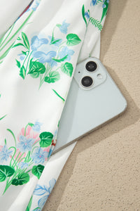 KaleaBoutique Stylish Floral Print Contrast Trim Self-tie Straps High Waist Midi Dress - KaleaBoutique.com