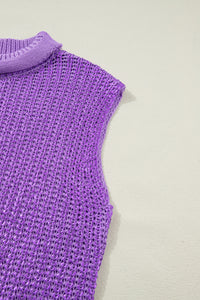 KaleaBoutique Stylish Solid Color Knit High Neck Short Sleeve Sweater - KaleaBoutique.com