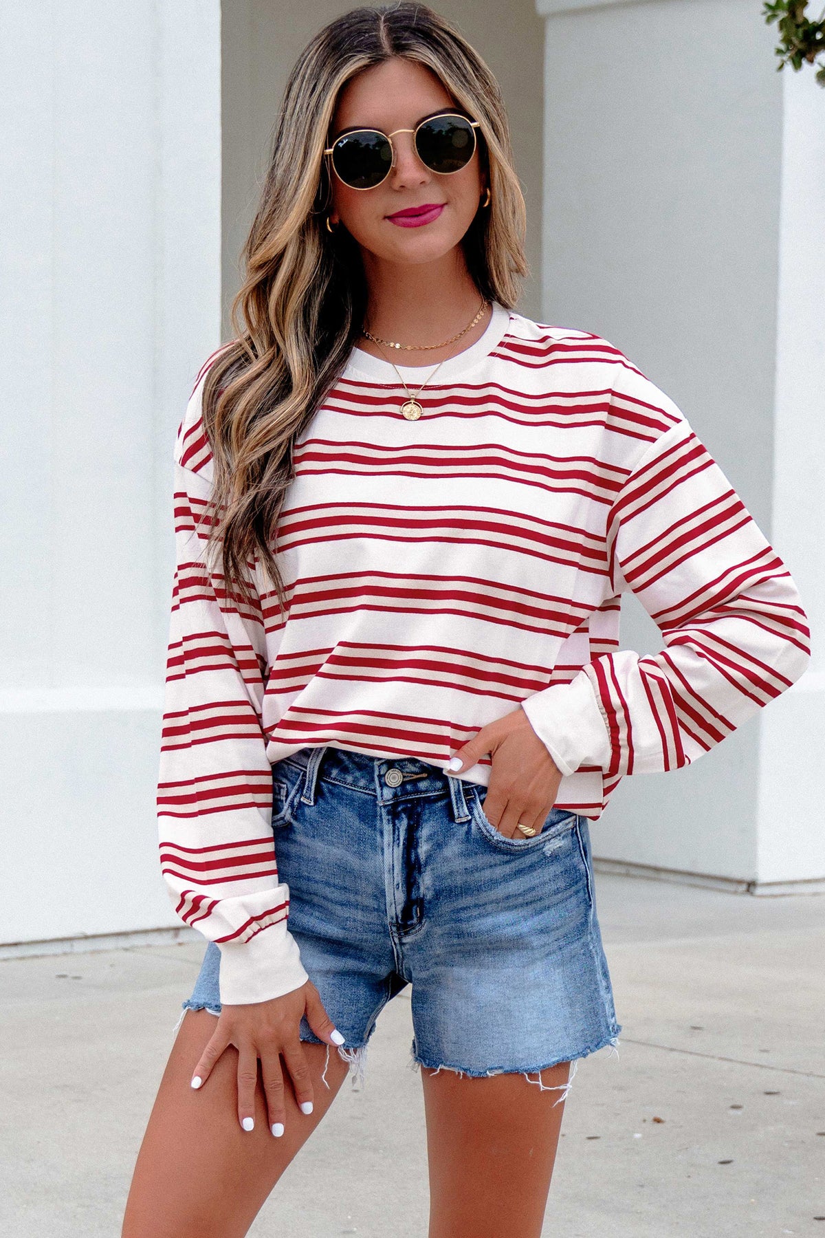 KaleaBoutique Dropped Shoulder Long Sleeve Casual Pullover Top - KaleaBoutique.com