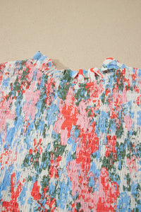 KaleaBoutique Comfortable Floral Print V Neck Contrast Trim Flutter Sleeve Long Dress - KaleaBoutique.com