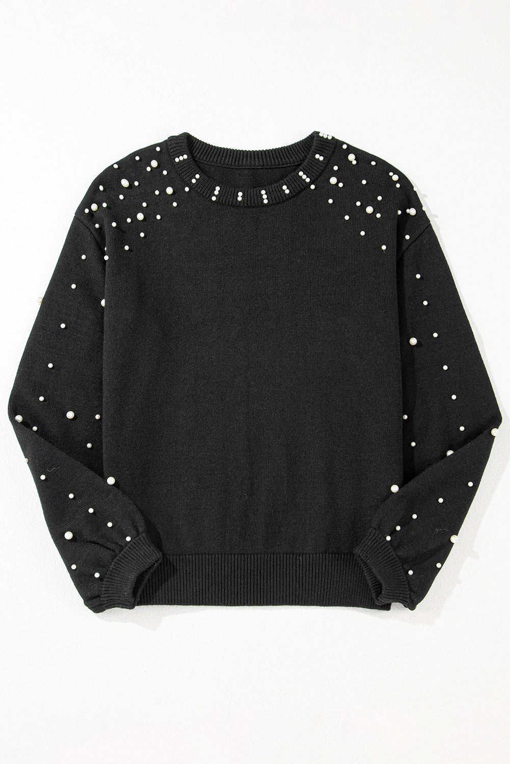 KaleaBoutique Pearled Drop Shoulder Round Neck Sweater - KaleaBoutique.com