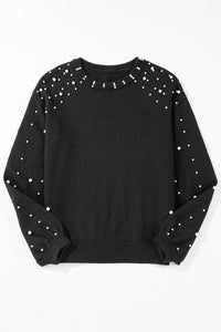 KaleaBoutique Pearled Drop Shoulder Round Neck Sweater - KaleaBoutique.com