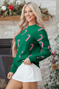 Christmas Candy Cane Holiday Drop Shoulder Sweater - KaleaBoutique.com