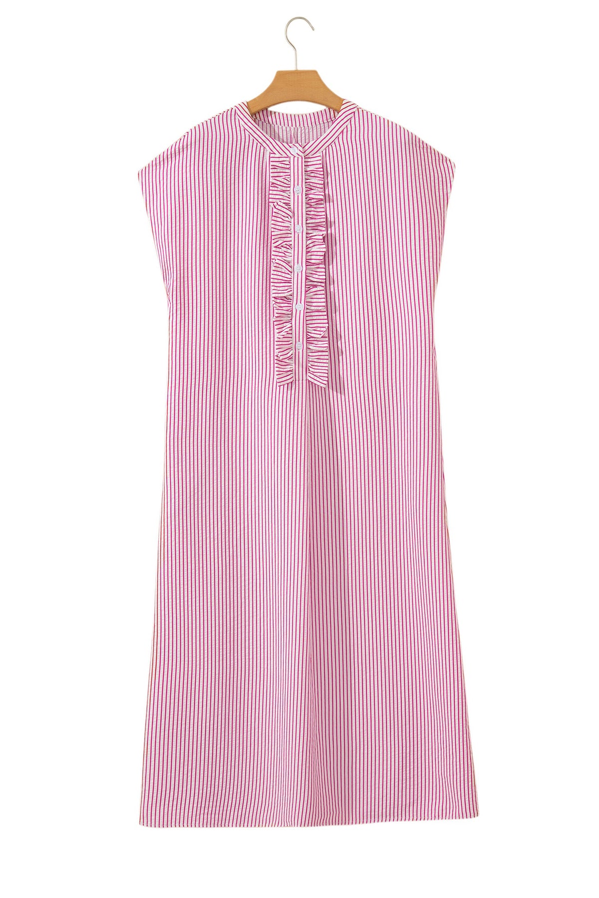 KaleaBoutique Stylish Frilled Detail Half Buttons Short Sleeve Long Dress - KaleaBoutique.com