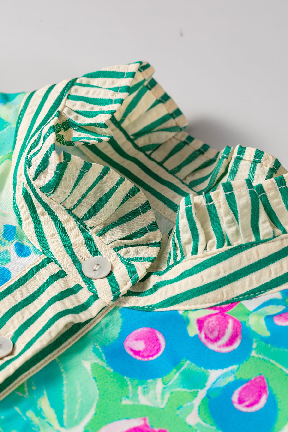 KaleaBoutique Stylish Floral Print Striped Trim Button Down Short Sleeve Vacation Dress - KaleaBoutique.com