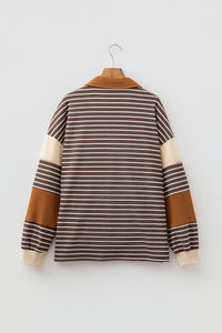 KaleaBoutique Stylish Collar V Neck Color Block Detail Long Sleeve Pullover Top - KaleaBoutique.com