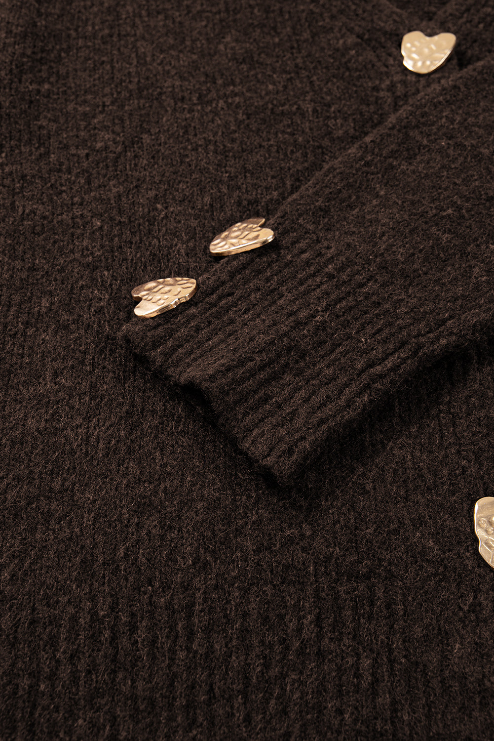 KaleaBoutique Comfortable Heart Metal Button V Neck Cardigan Sweater - KaleaBoutique.com