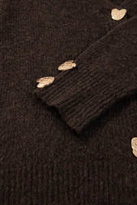 KaleaBoutique Comfortable Heart Metal Button V Neck Cardigan Sweater - KaleaBoutique.com