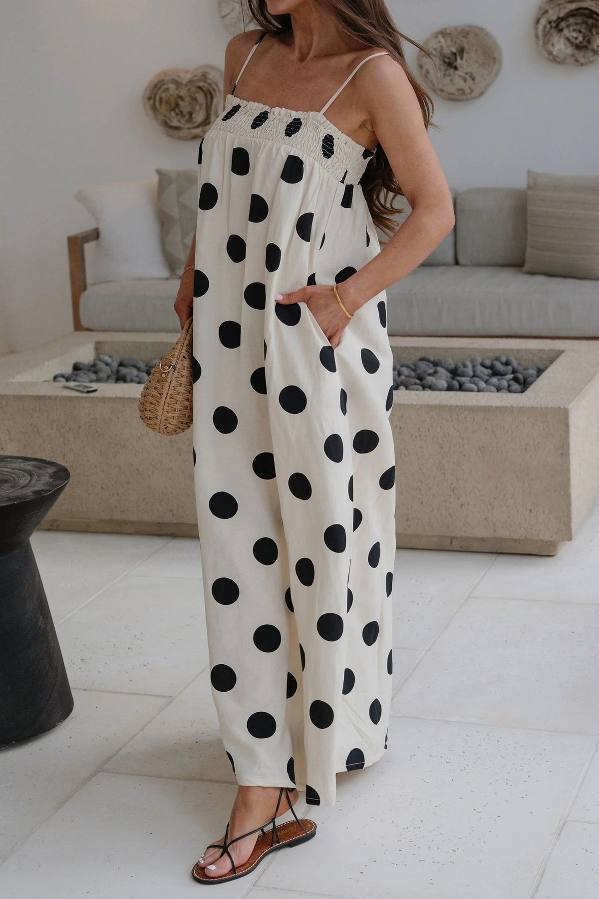 KaleaBoutique Stylish Polka Dot Spaghetti Straps Maxi Dress - KaleaBoutique.com
