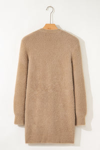 KaleaBoutique Comfortable Fuzzy Buttoned Front Midi Solid Cardigan - KaleaBoutique.com