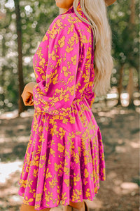 KaleaBoutique Stylish Beautiful Floral Print Drawstring Tunic Flowy Short Dress - KaleaBoutique.com