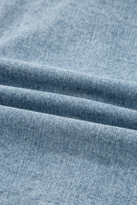 Scallop Trim Collar Patched Pocket Button Up Mineral Washed Denim Jacket - KaleaBoutique.com