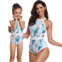 Women or Girls Matching Floral High-Neck One-Piece Swimsuits - KaleaBoutique.com