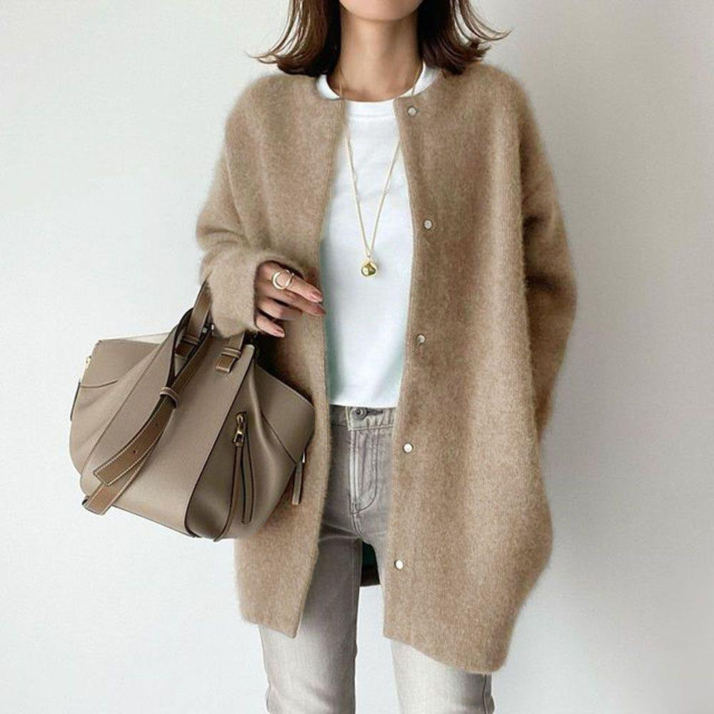 Women's Round-Neck Button-Front Longline Cardigan - KaleaBoutique.com