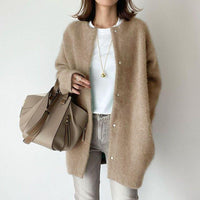 Women's Round-Neck Button-Front Longline Cardigan - KaleaBoutique.com