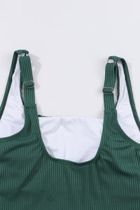 KaleaBoutique Stylish Comfortable Ruched U Neck Ribbed Tankini - KaleaBoutique.com