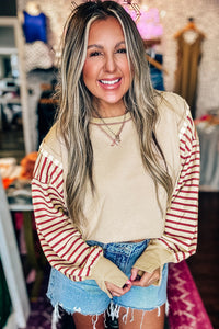 Sleeve Patchwork Casual Knit Top - KaleaBoutique.com