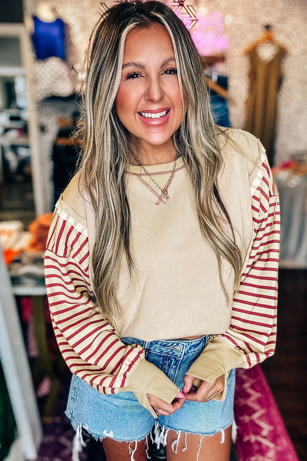 Sleeve Patchwork Casual Knit Top - KaleaBoutique.com