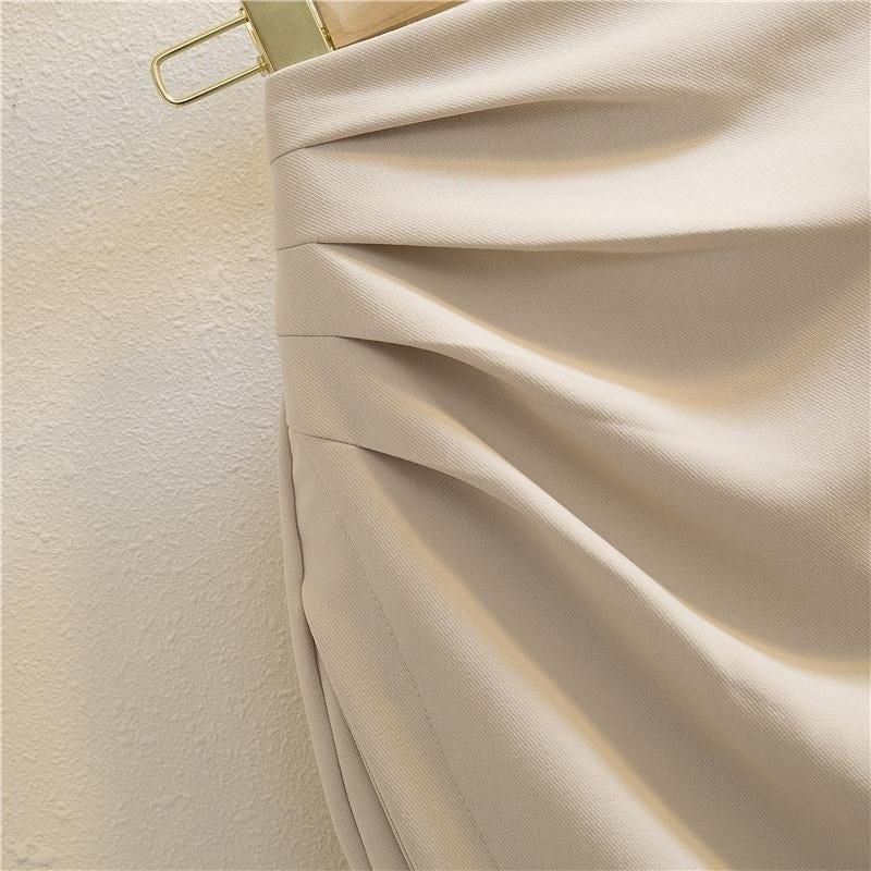 Women's High-Waist Ruched Asymmetric Midi Skirt - KaleaBoutique.com