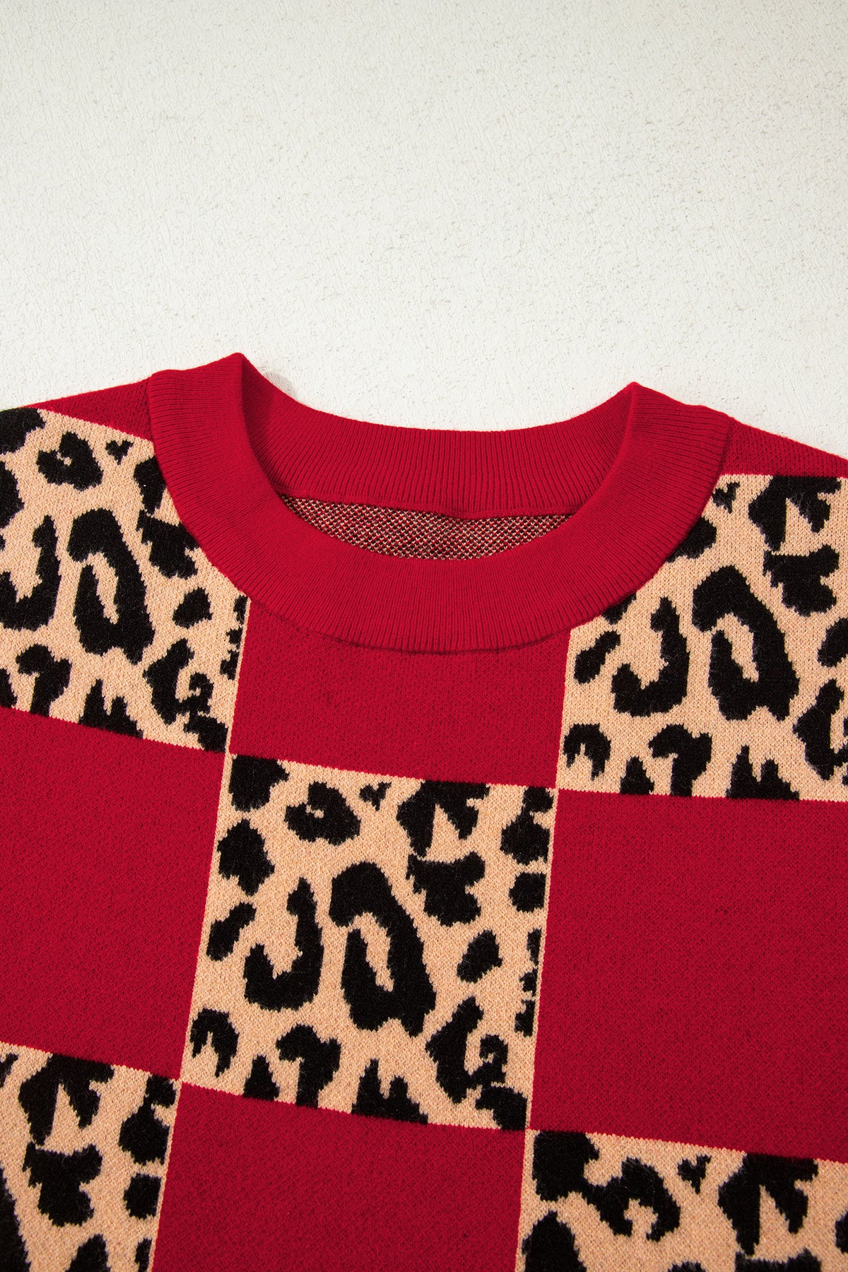 KaleaBoutique Stylish Leopard Checkerboard Short Sleeve Knit Sweater - KaleaBoutique.com
