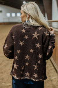 KaleaBoutique Stylish Stars Pattern Colorblock Long Sleeve Shift Cardigan - KaleaBoutique.com