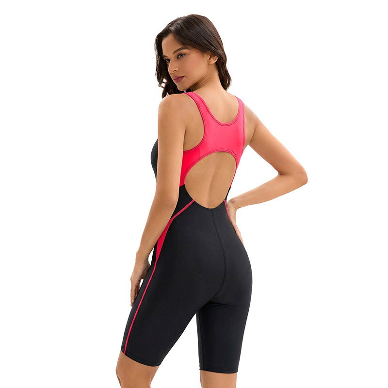 Women Colorblock Scoop-Neck One-Piece Swimsuit with Shorts - KaleaBoutique.com