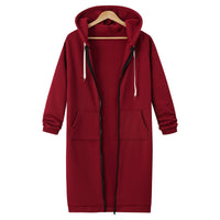 Women's Longline Full-Zip Hooded Sweatshirt with Pockets - KaleaBoutique.com