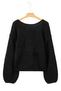 Bow Backless Bubble Sleeve Sweater - KaleaBoutique.com