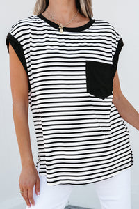 Chest Pocket Patch Round Neck Tank Top - KaleaBoutique.com
