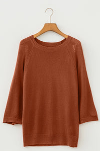 KaleaBoutique Comfortable Ribbed Knit Round Neck Short Sleeve Sweater - KaleaBoutique.com