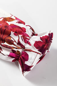 Contrast Floral Sleeve Solid Ribbed Body Patchwork Long Sleeve Top - KaleaBoutique.com