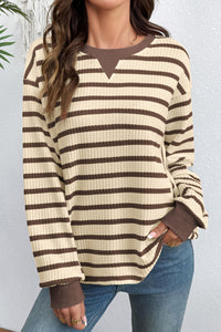 KaleaBoutique Comfortable Patchwork Ribbed Cuff Casual Pullover Sweatshirt - KaleaBoutique.com