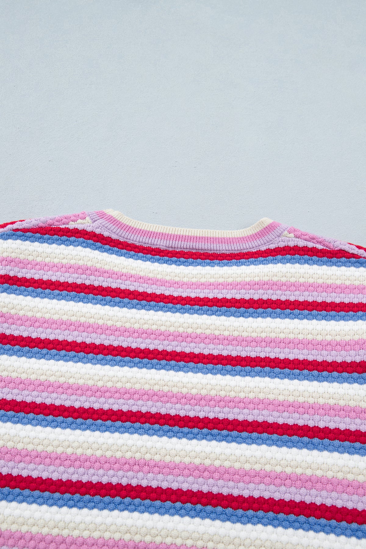 KaleaBoutique Stylish Textured Stripes Knit Short Sleeve Sweater - KaleaBoutique.com