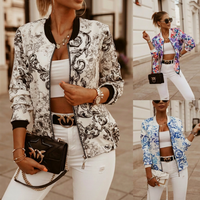 Women's Floral Print Zip-Front Long-Sleeve Jacket - KaleaBoutique.com