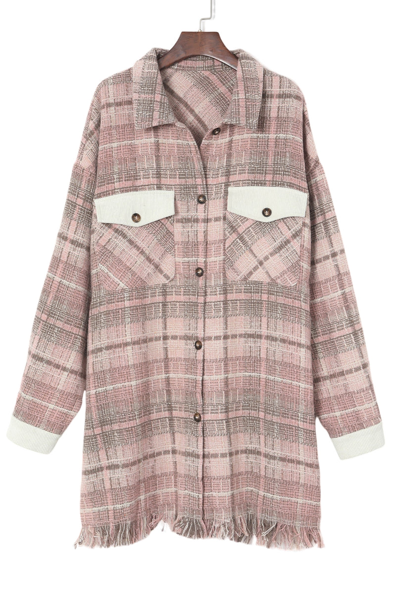 KaleaBoutique Plus Size Macrame Plaid Coat - KaleaBoutique.com