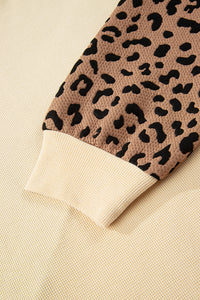 KaleaBoutique Stylish Leopard Star Color Block Patchwork Textured Baggy Sweatshirt - KaleaBoutique.com