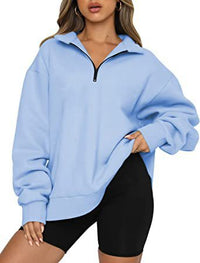 Women's Half-Zip Drop-Shoulder Pullover Sweatshirt - KaleaBoutique.com