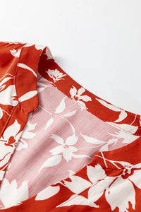 Boho Floral Print Lettuce Trim 3/4 Sleeve Mini Dress - KaleaBoutique.com