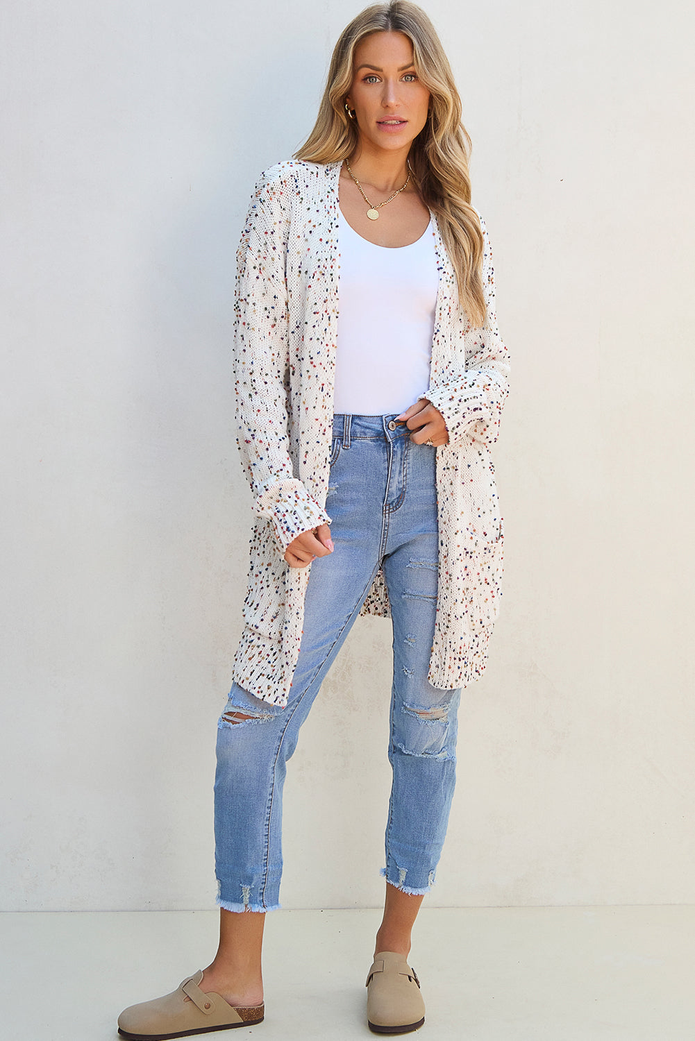 Confetti Rib Knit Long Sleeve Cardigan - KaleaBoutique.com