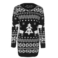 Women's Reindeer Snowflake and Heart Crew-Neck Christmas Sweater - KaleaBoutique.com