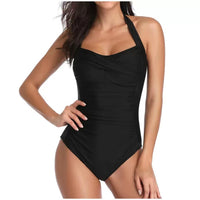 Women's Square-Neck Ruched Halter One-Piece Swimsuit by Kalea Boutique - KaleaBoutique.com