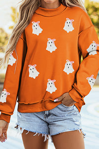 Carrot Sequin Ghost Halloween Sweatshirt - KaleaBoutique.com