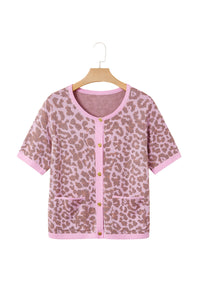KaleaBoutique Comfortable Leopard Button Down Short Sleeve Sweater Cardigan - KaleaBoutique.com