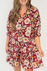 KaleaBoutique Stylish Floral Print Half Sleeve Short Shift Dress - KaleaBoutique.com