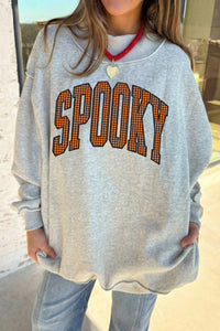Light Grey Reversible Halloween Slogan Sweatshirt - KaleaBoutique.com